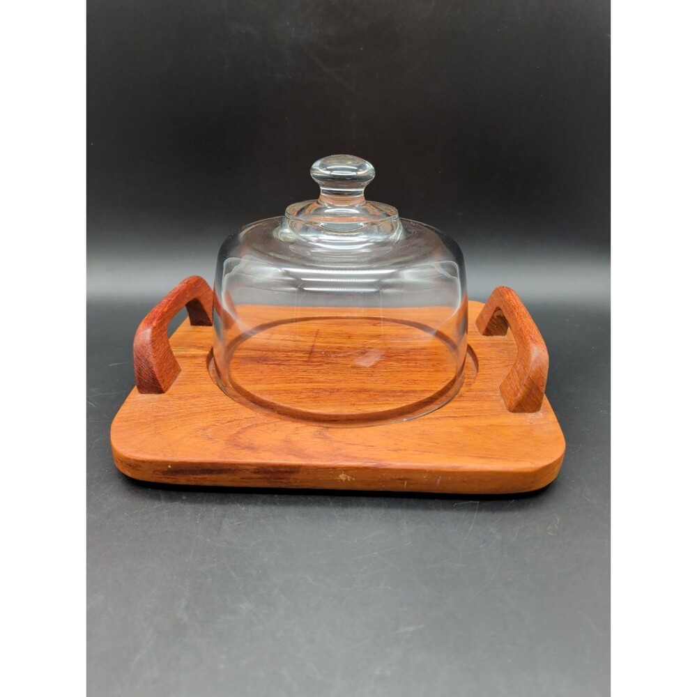 Vtg Dolphin Teak Cheese Board Handled MCM Bread Board